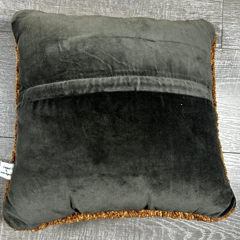 Chandler 4 Corners Moose Wool Pillow Laura Megroz Brown New Hand Hooked Rustic